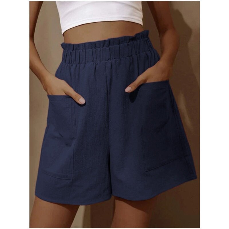 Women's Holiday Daily Simple Style Solid Color Knee Length Pocket Casual Pants Wide Leg Pants display picture 4