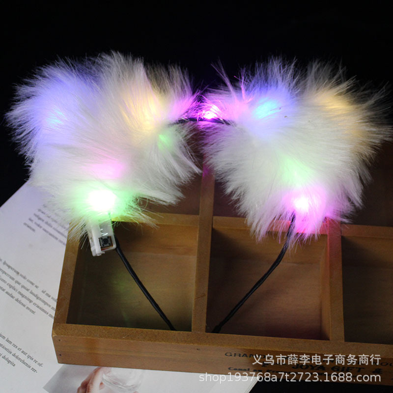 Luminoso Fox diadema Fox felpa Orejas de conejo orejas de gato horquilla bar concierto puesto diadema luminosa