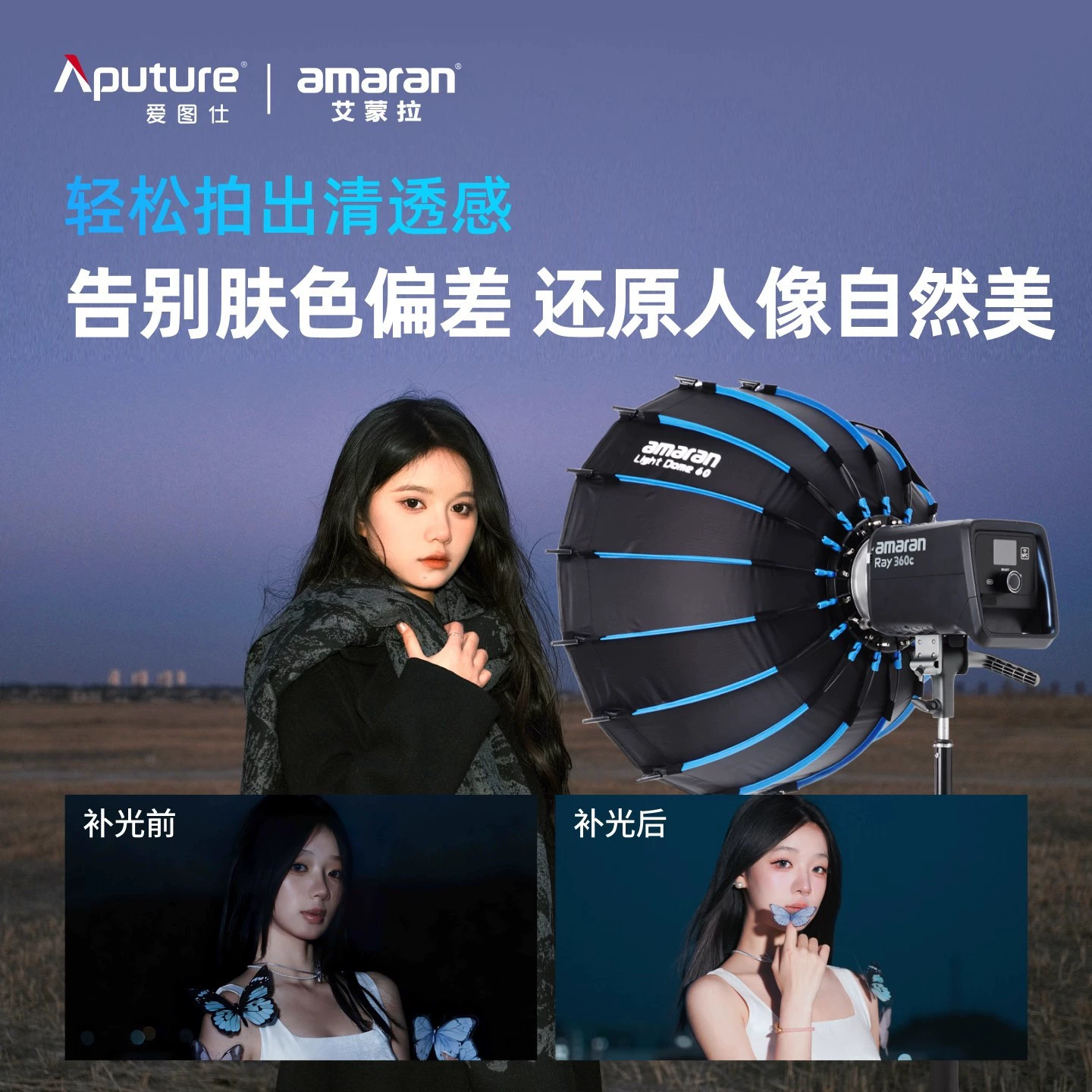 Полноцветный профессиональный светодиодный подсветитель Aputure Ray 360c для живого видеосъемки
