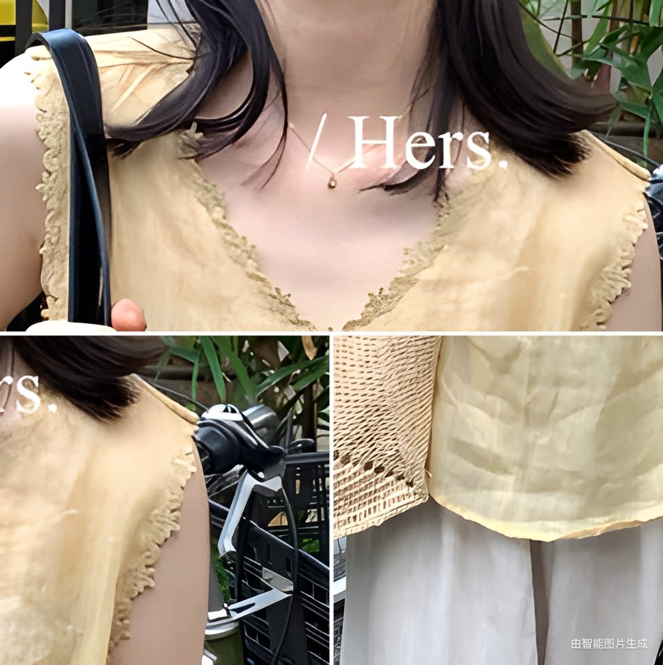 Áo hai dây nữ cổ V phối ren móc họa tiết, chất liệu linen mát mẻ, phong cách Hàn Quốc — màu hồng, màu vàng, màu mơ, màu kaki chi tiết 8