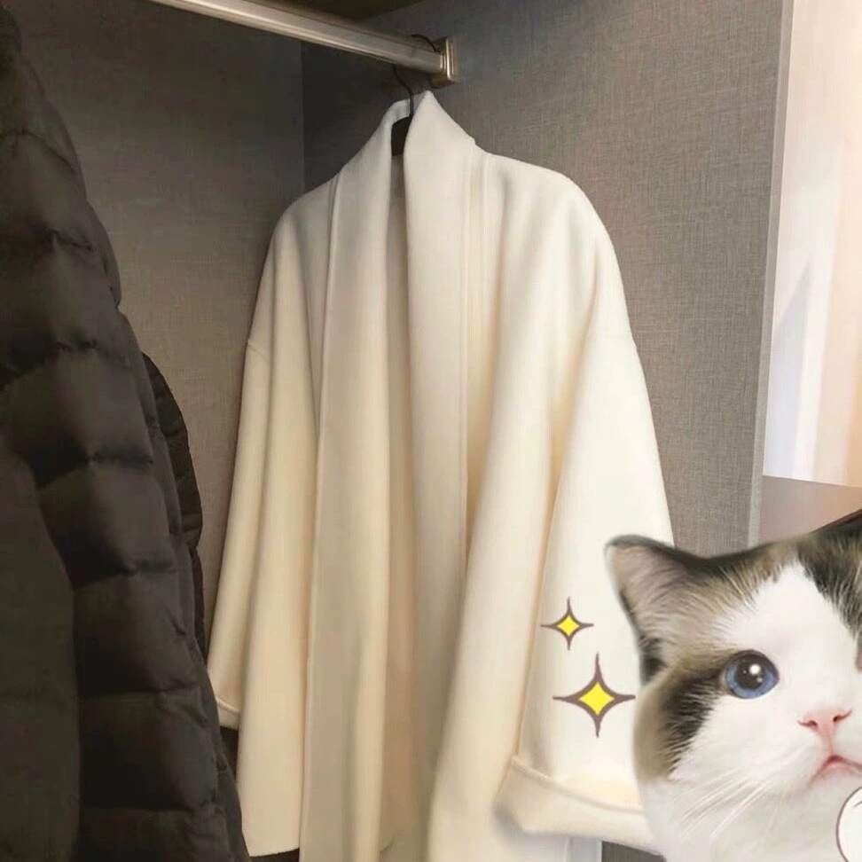 Короткое пальто-халат, женское Новое свободное шерстяное пальто с плотной талией