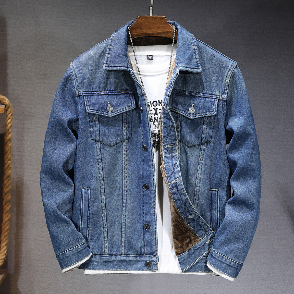 2018 invierno nuevo abrigo de mezclilla de los hombres forrado de lana gruesa caliente abrigo acolchado de algodón coreano de moda delgada más tamaño chaqueta