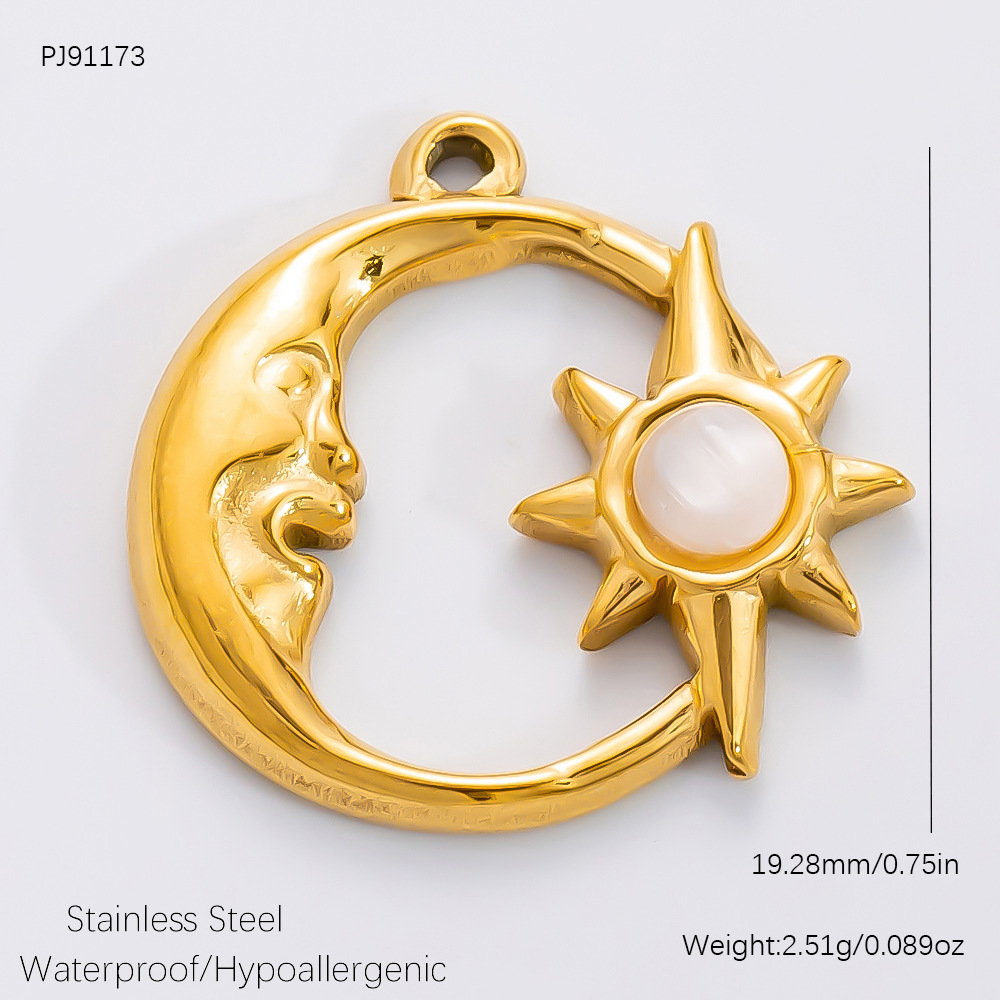 1 Piece 304 Stainless Steel PVD Coated Real Gold Plated Geometric Cross Heart Shape Polished Pendant DIY Jewelry Accessories display picture 3