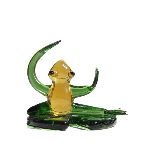 Cross-border wholesale Zibo glass art frog decorative cute yoga car interior decoration creative glass craft ornament