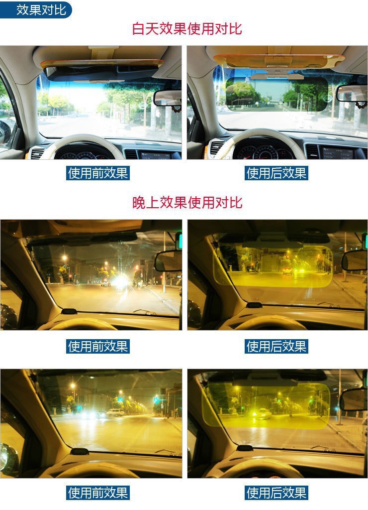 Day and night anti-glare mirror for cars, car sun visor night vision goggles, anti-dazzle and anti-glare driver's glasses