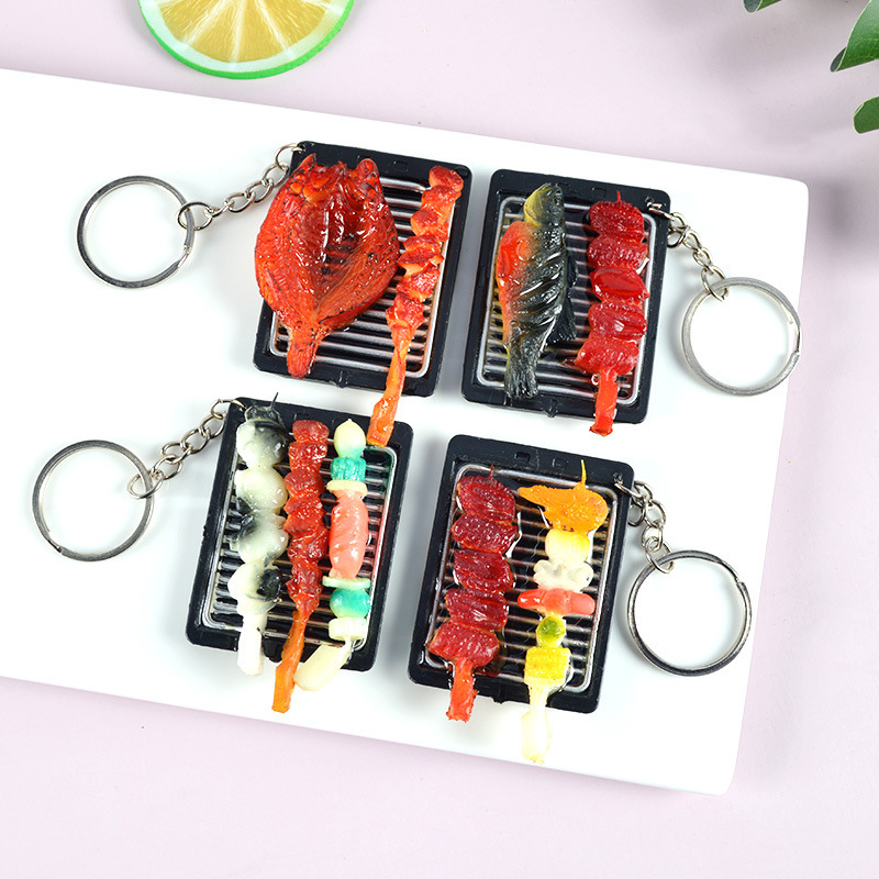 Simulation Barbecue String Teppanyaki Key Chain Small Objects Food Toy Model Small Commodities Promotional Gift