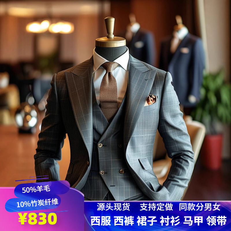 Ready-Made Tailored Suit Set for Men, Formal Wear, Wool Jacket, Men's Business Attire, Royal Blue Suit, Slim Fit