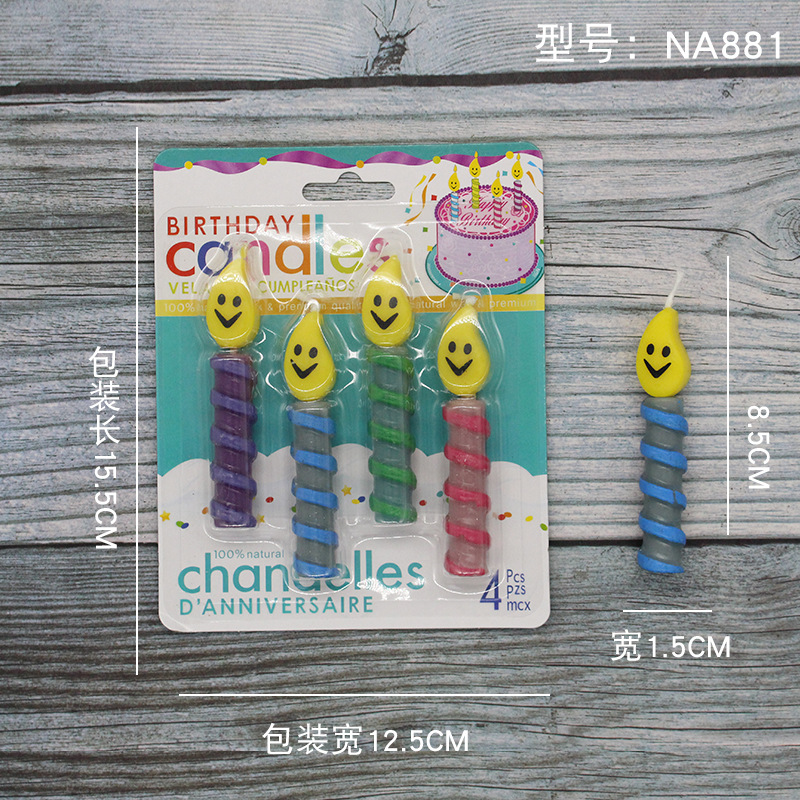 Vela de cumpleaños de dibujos animados al por mayor popular fiesta de flores oso dinosaurio donut cara sonriente vela de pastel para niños