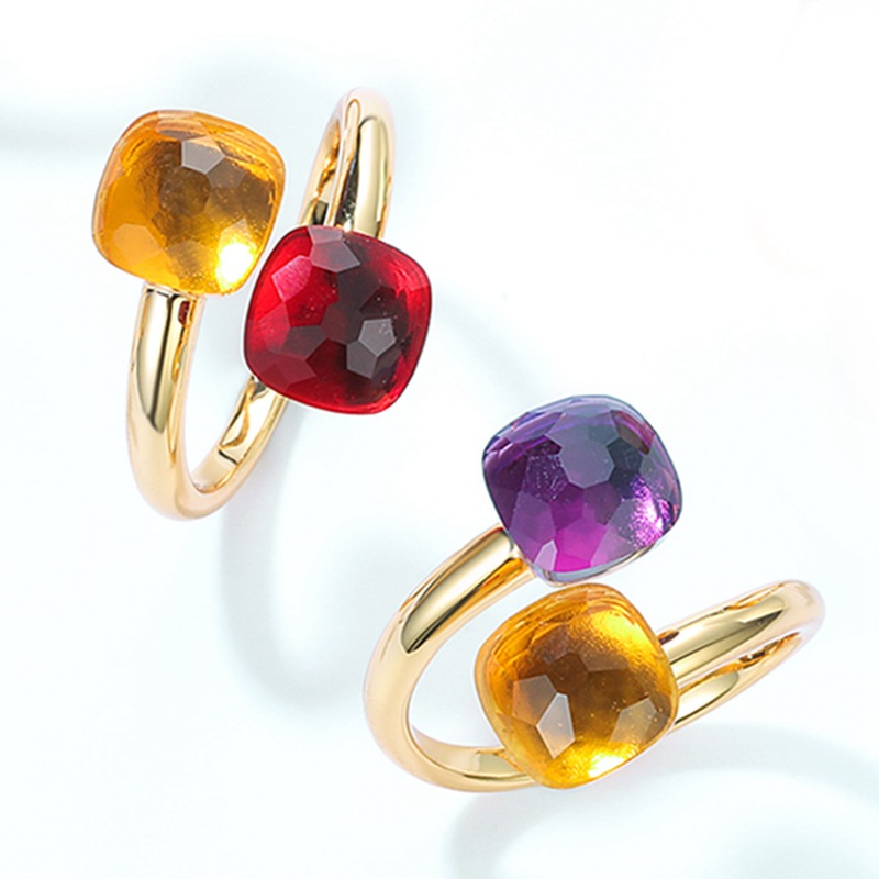 925 Sterling Silver Material Gold Plated Plating Geometric Pattern 925 Sterling Silver Artificial Gemstones Geometric Open Rings