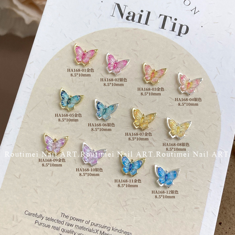 Nail Art Jewelry New Color Butterfly 2024 New Niche Design Phnom Penh Alloy Fine Flash Style Nail Decoration