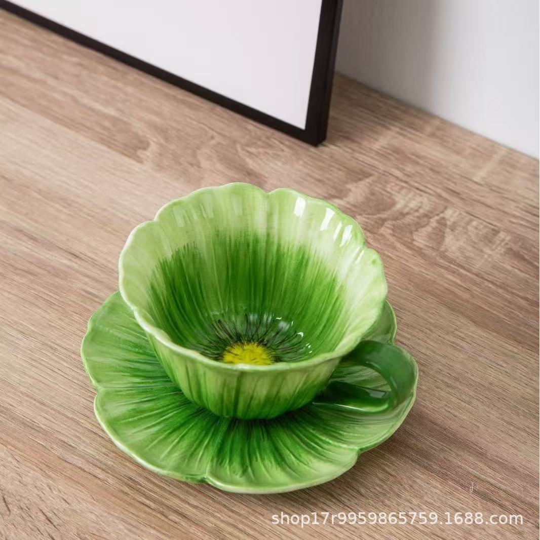 Tazas de café de cerámica transfronteriza, platos, flores pintadas a mano, nuevas tazas de leche de té de la tarde de estilo chino, nuevas redes populares image 19