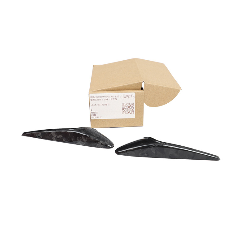 100% Real Carbon Fiber Camera Trim - For 2021 Tesla Model Y 3 - Bright Marble Leaf Board Turn Signal Cover