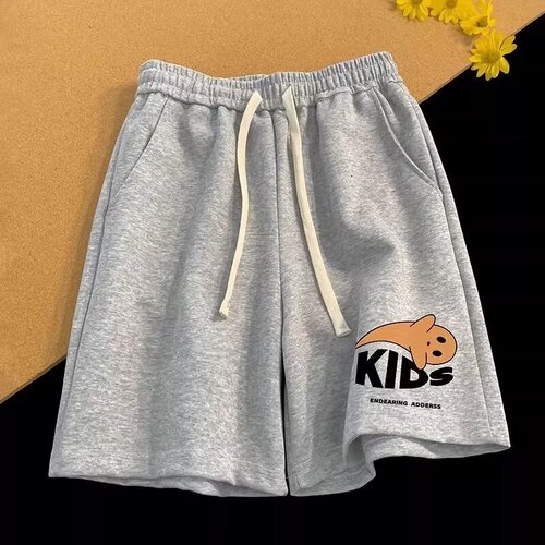 2024 American Street Sport Shorts for Men - Summer Loose Plus Size Basketball High Street Fashion Sweatpants - 5-inch Mid-calf Pants