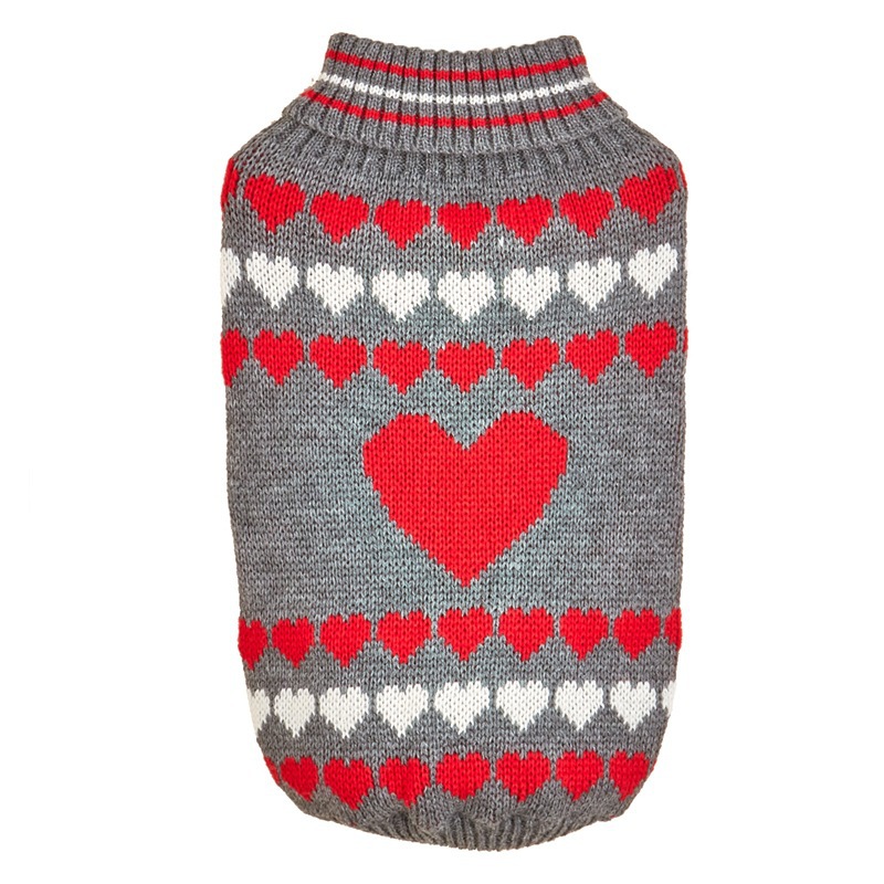 Valentinstag Herz rot rosa Jacquard Schildkröte Revers Hund Pullover Pullover Katze Anti-Shedding Teddy Bichon Bär
