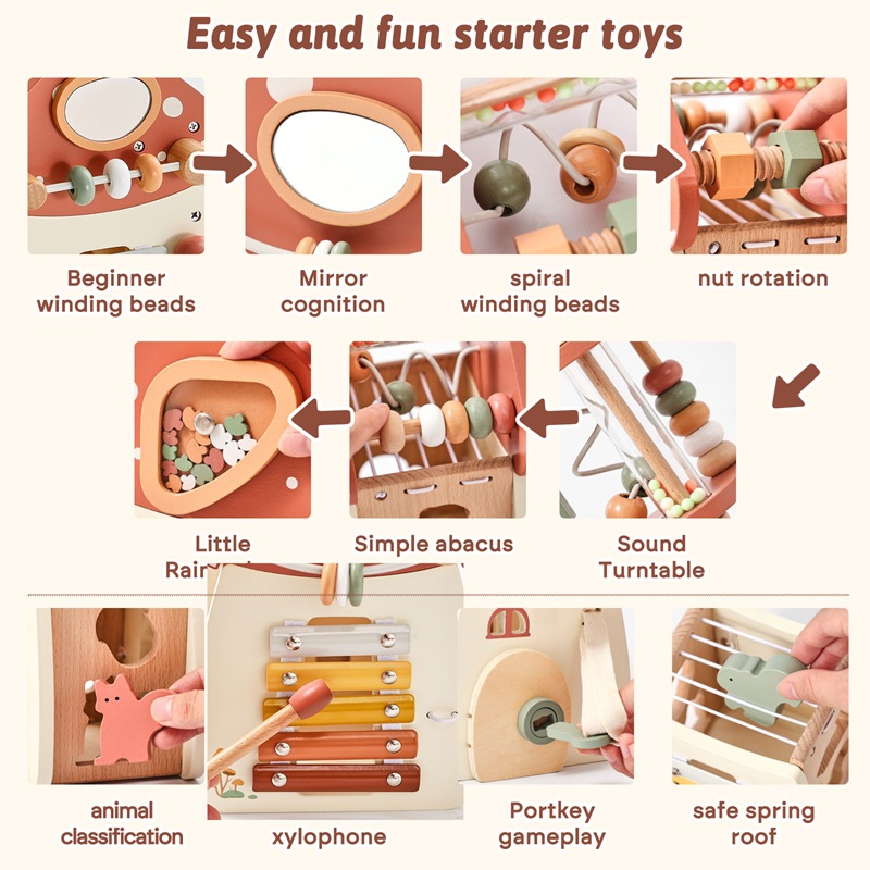 Amazon Children's Early Education Educational Juguete cinco en uno de madera Juego de juguetes para bebés con forma de hongo