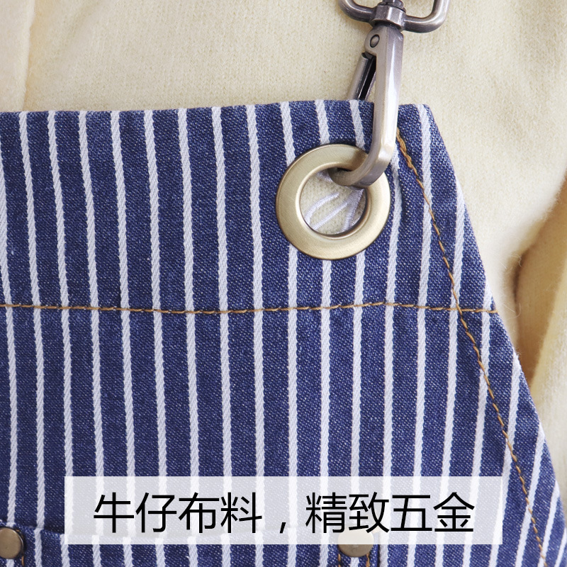 Transfronterizo Amazon jeans rayas delantal personalizado logotipo de té restaurante camarero ropa de trabajo delantal personalizado al por mayor