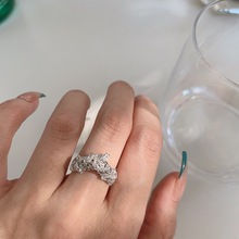 重工时尚麦穗叶戒指小众设计师银色甜美礼物生日百搭个性指环饰品