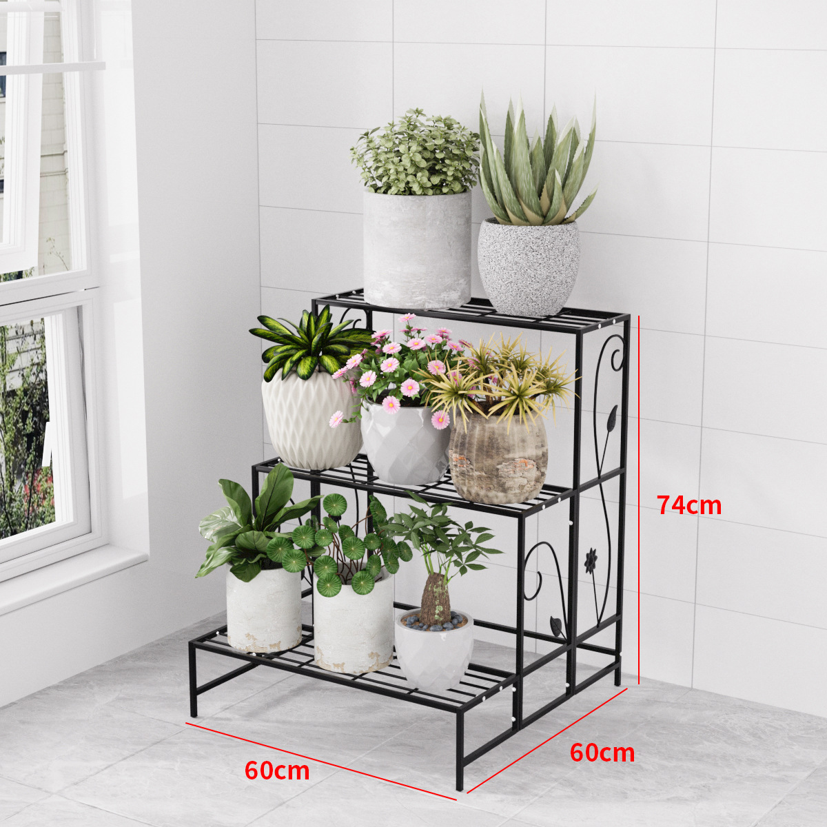 多層鉄段付きフラワーラック収納ラックバルコニーリビングルーム屋内床置き新しい多肉植物植木鉢フラワーラック