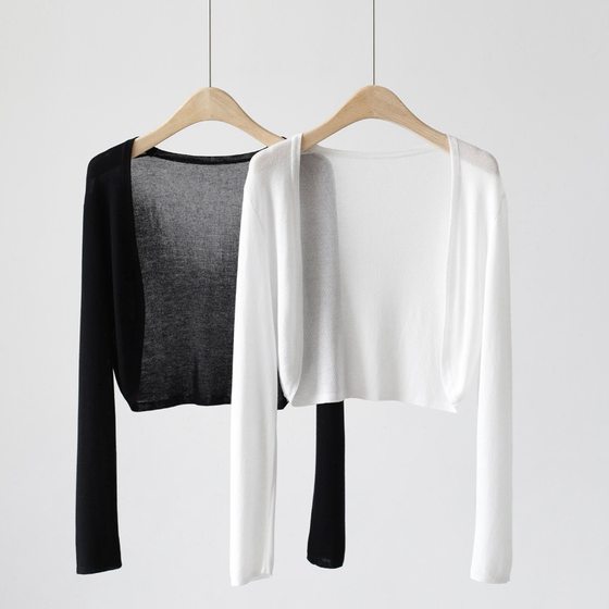 Tencel Knitted Cardigan Jacket Women's Summer Shawl Autumn Outer Wear Thin Waistle Air-conditioner Blouse Short Top