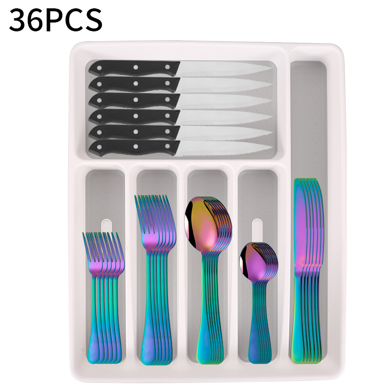 Juego de cubiertos de acero inoxidable 48/49 piezas Amazon cuchillo tenedor cuchara con caja de almacenamiento color dorado