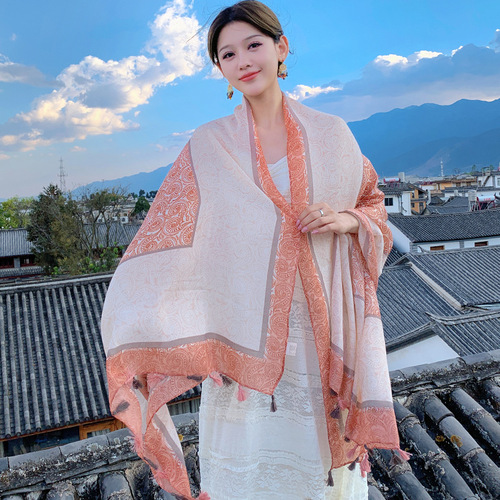 Ethnic Style Shawl Women's Outerwear Ethnic Style Summer Thin Travel Sunscreen Scarf Beach All-match Beach Towel Scarf
