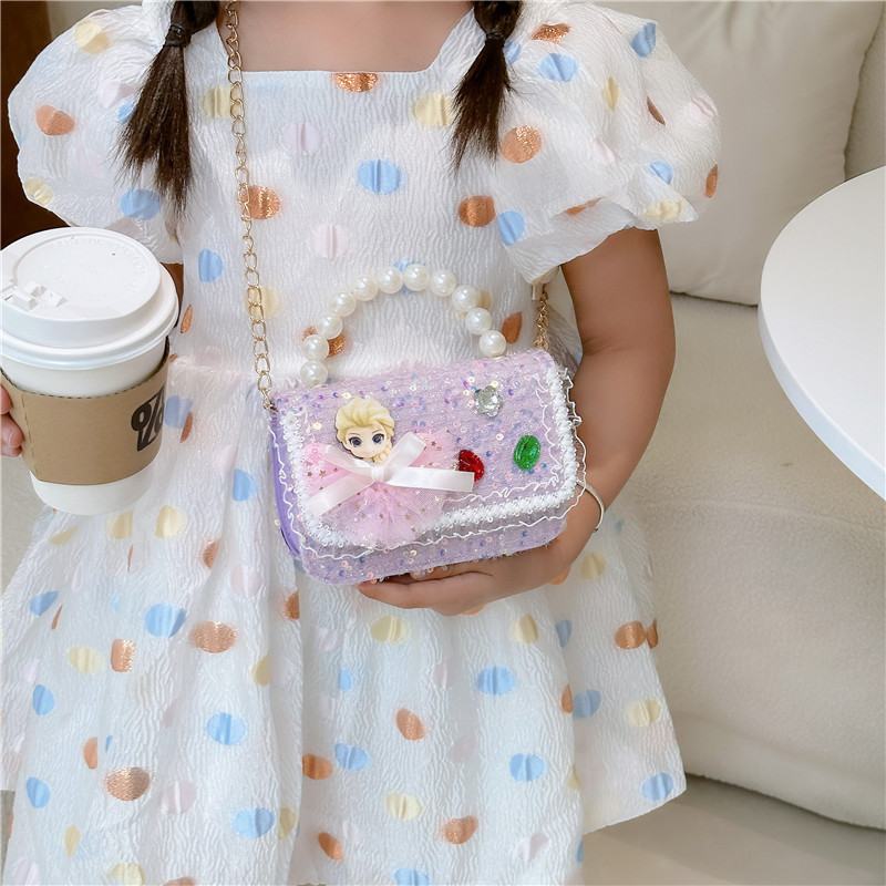 Nuevo bolso infantil bolso de moda de perlas bolso de hombro casual chaqueta de chicas bolso de cadena diagonal