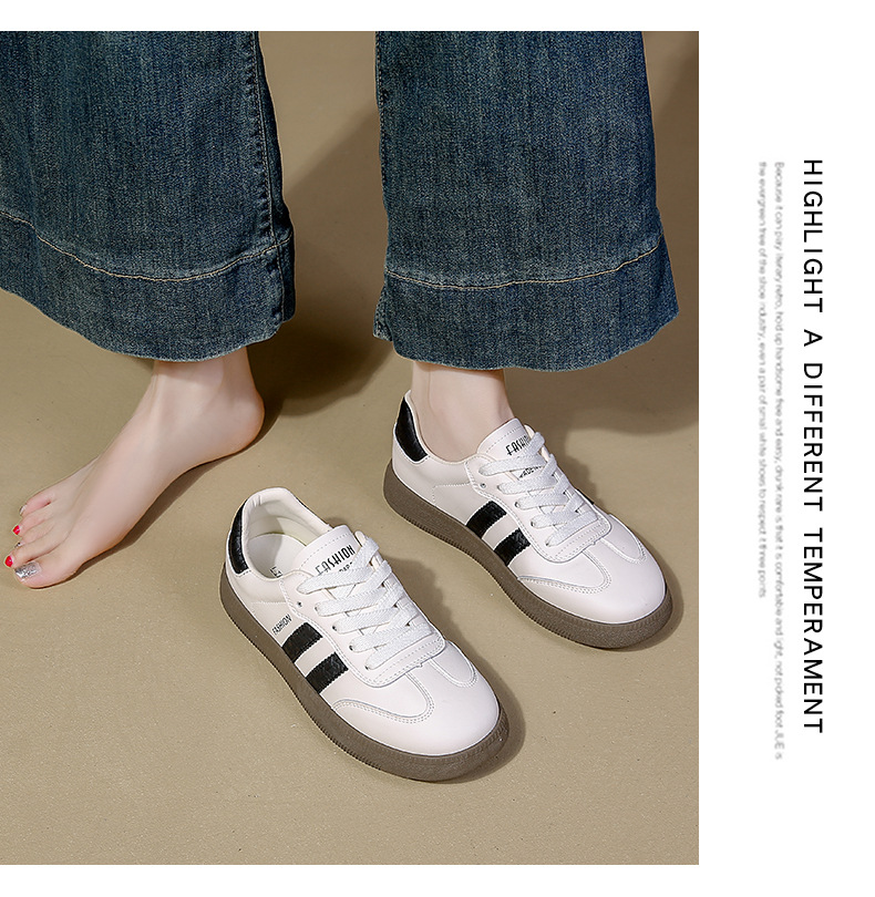 Dexun Women's Casual Trainers Flat Thick Sole Versatile White Shoes_voghion.com