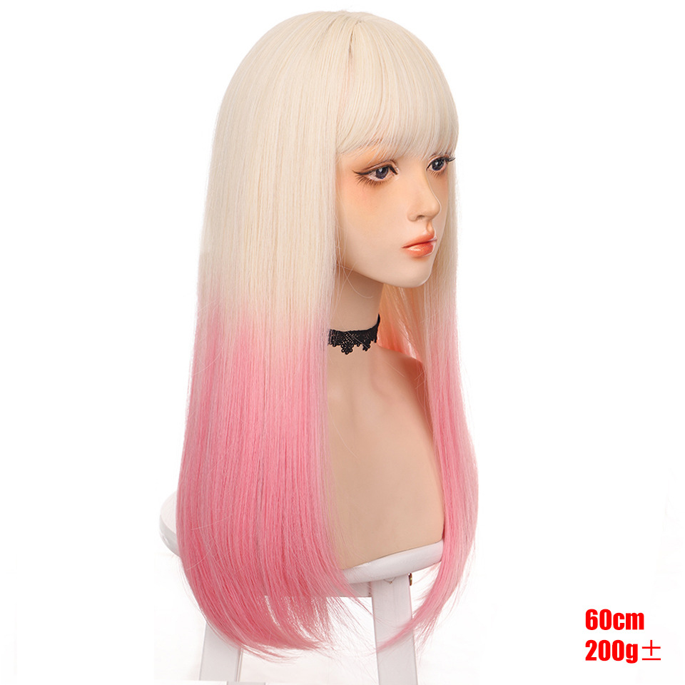 Synthetic wig Women's Straight Daily Popular Gradual Cos Round Face JK Lolita Long Hair Full Head Set_voghion.com
