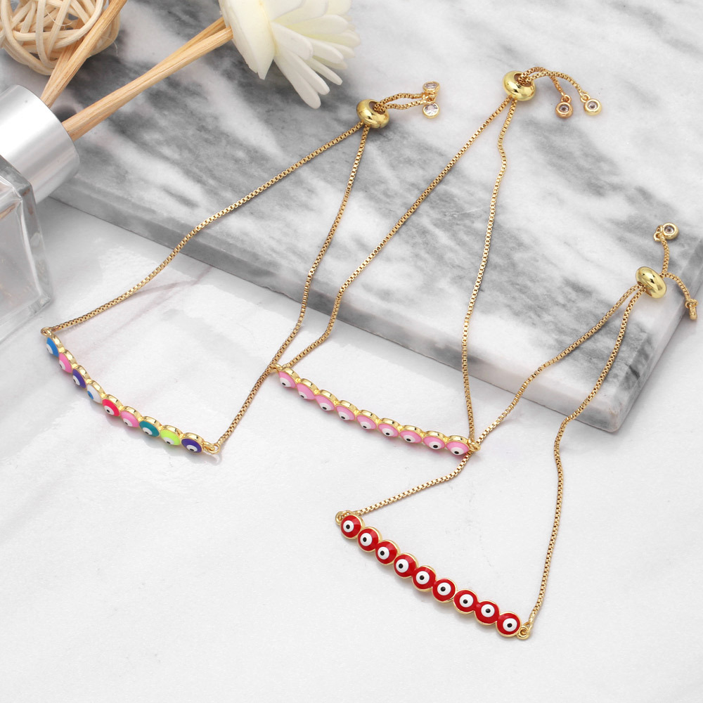 Fashion Devilu0027S Eye Female Creative Dripping Oil Zircon Copper Bracelet