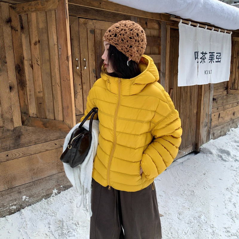 New Style White Duck down Fashionable Loose Hooded Simple Cloud-Like down Jacket Coat