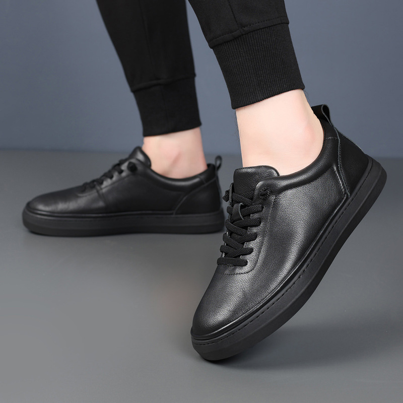 La primera capa de cuero de vaca nuevos zapatos casuales de hombre, cuero transpirable, zapatos blancos, zapatos de cuero de hombre, zapatos de skate, zapatos de hombre