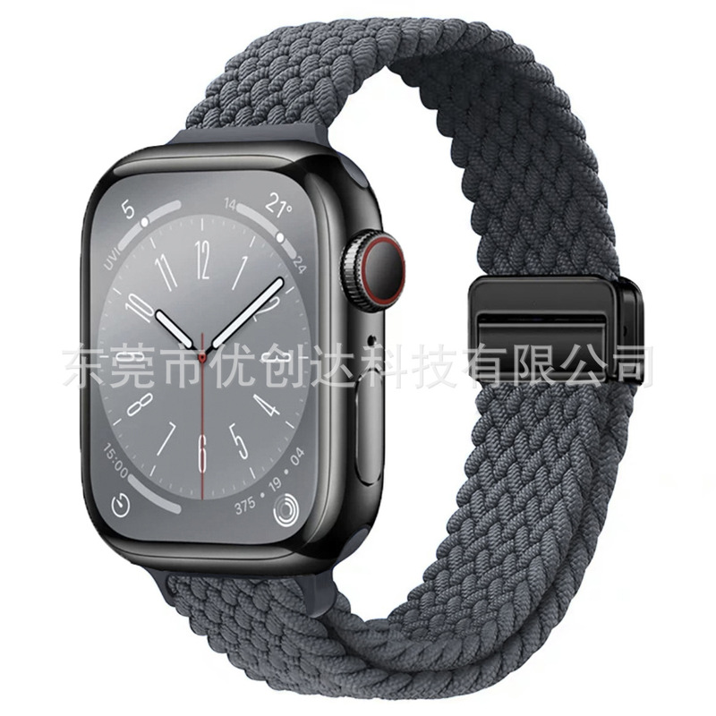 适用苹果applewatch小蛮腰磁吸扣编织表带9876可调节松紧女生表带|undefined