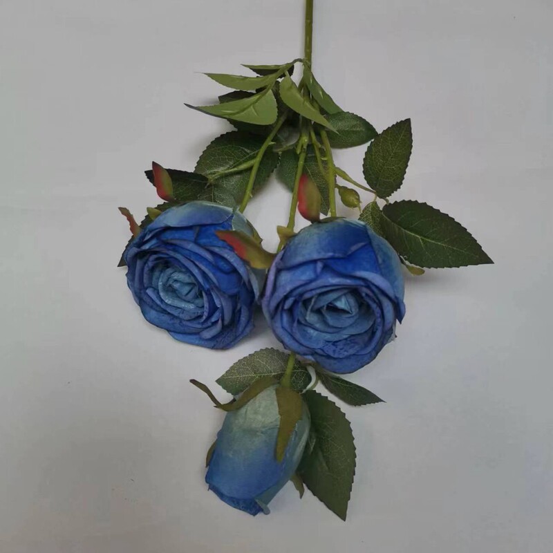 3頭の丸いバラのシミュレーションの花のメーカーの小売家庭の結婚祝いの装飾の道具の結婚式は造花の乾いた花を配置します。|undefined