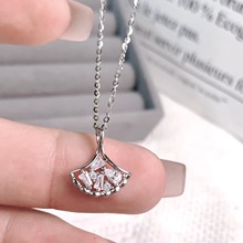 原创实拍S925纯银裙子项链女秋冬设计感百搭银杏叶毛衣链抖音直播