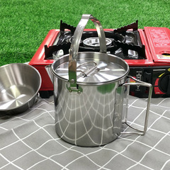 Outdoor foldable kettle portable stainless steel picnic cooker kettle camping coffee pot teapot hanging pot