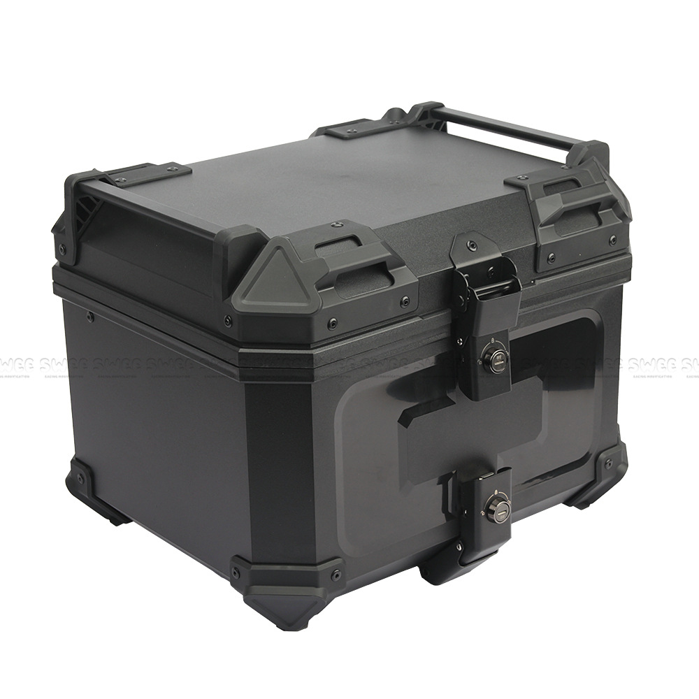 New all black field embossed 45L motorcycle ABS plastic tail box large trunk quick release motorcycle tail box