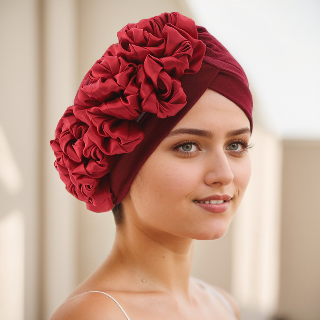 Muslimischer Hut, großer Hut mit Blumenmuster an der Seite, afrikanischer Hut, indischer Hut, muslimischer Hut_voghion.com