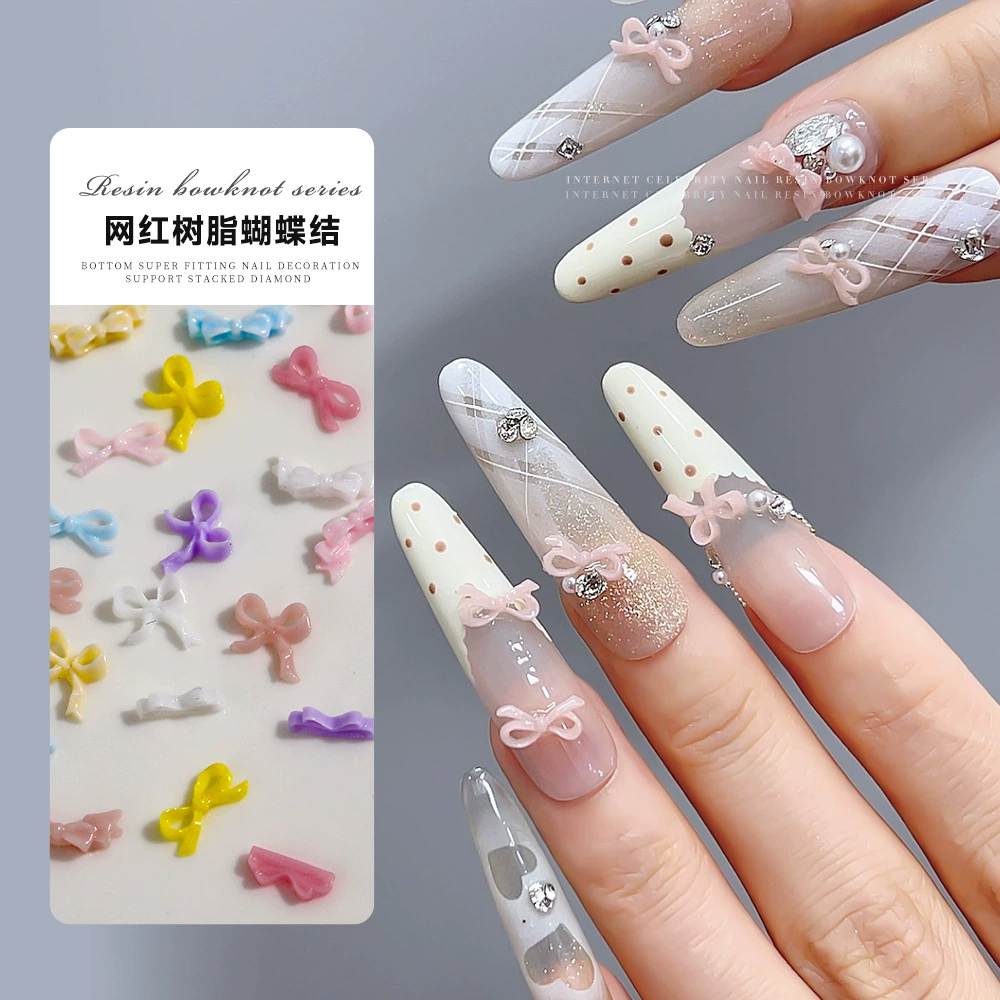 Аксессуары для смешанного дизайна ногтей, простые и универсальные, красочные стримеры в стиле милой феи, банты, банты, ленты, украшения для дизайна ногтей.