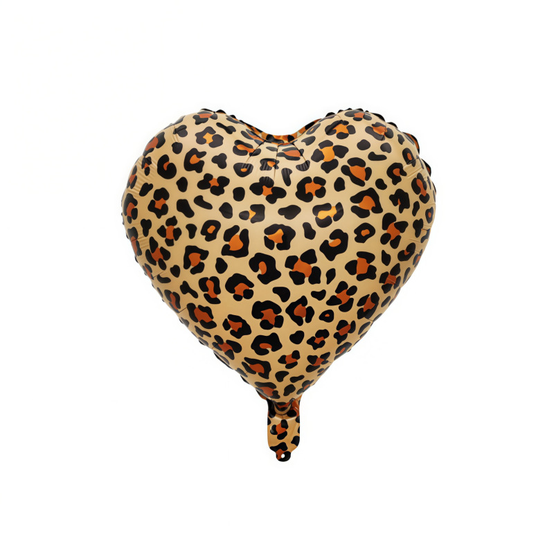 Globo de película de aluminio de leopardo transfronterizo amor pentagramas de seda de lluvia de fondo pared decoración de globo de diseño de fiesta salvaje image 7
