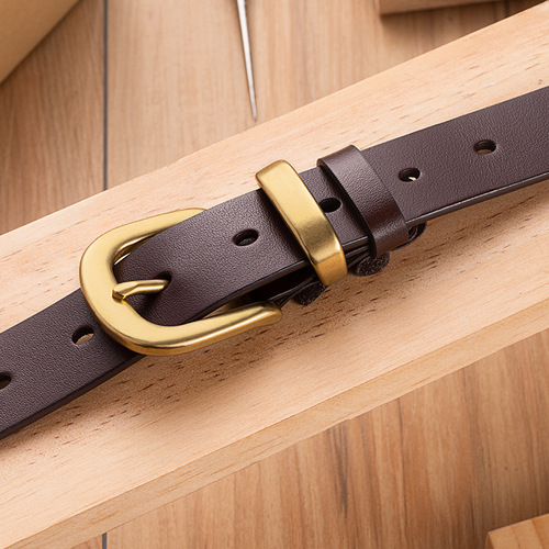 New top layer cowhide belt for women, simple copper pin buckle for women, decorative versatile wholesale genuine leather belt wholesale