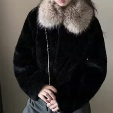 '暖冬咩咩'【黑色新色】大毛领短款环葆羊羔毛保暖外套女其他其它