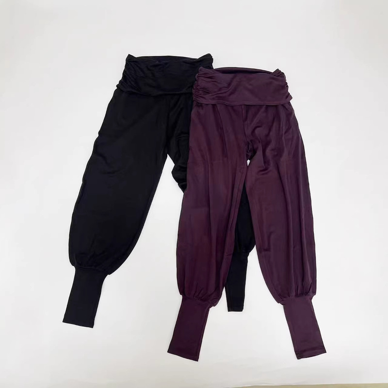 Factory Direct Supply: Stylish Light-Sporty Stacked Waist Stirrup Leggings in Black/Purple/Milk Blue