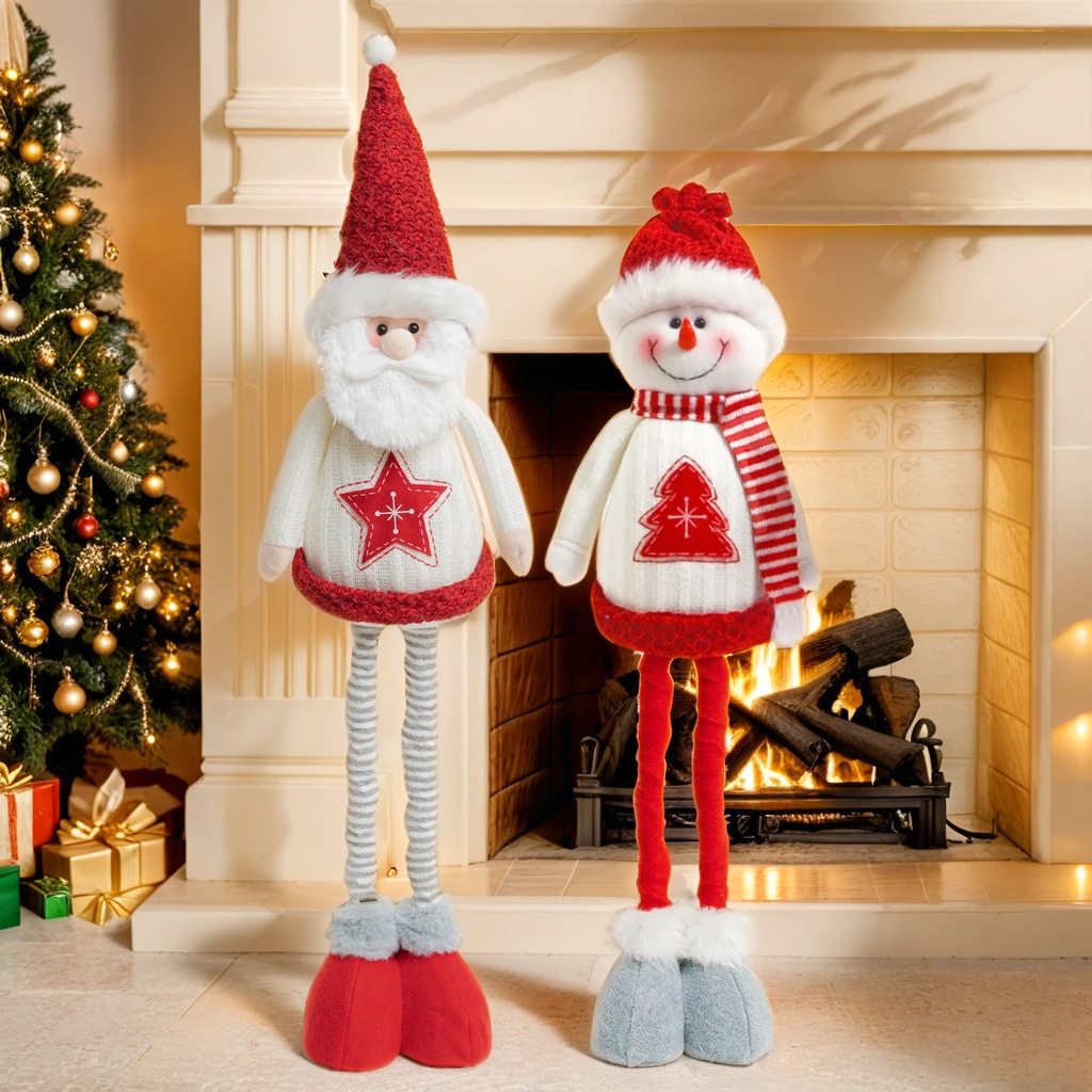 Navidad transfronteriza Papá Noel muñecas de nieve miniaturizadas lindas estrellas decoración de árboles de Navidad ventanas decoración de escritorio