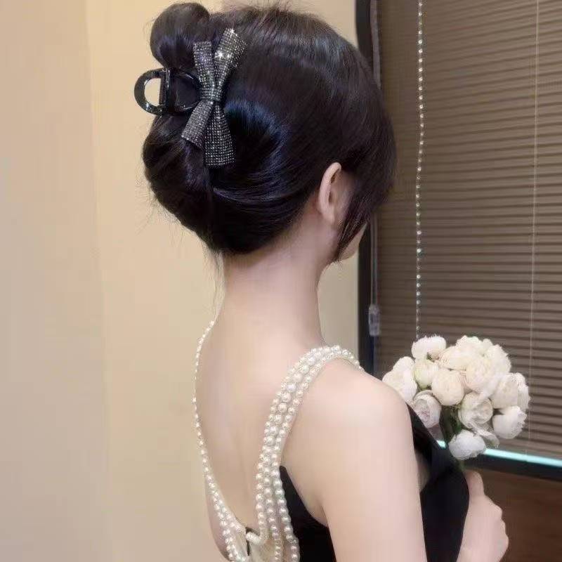 2025年新作リボンキラキラヘアピン、ハイエンドで多用途なシャーククリップ、ポニーテールクリップ、女性の後頭部のヘアアクセサリー|undefined