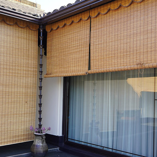 Wide Bamboo Blinds Sunshade Bamboo Roller Blinds Outdoor Balcony Corridor Blackout Bamboo Blinds Adjustable Bamboo Curtains with Paint