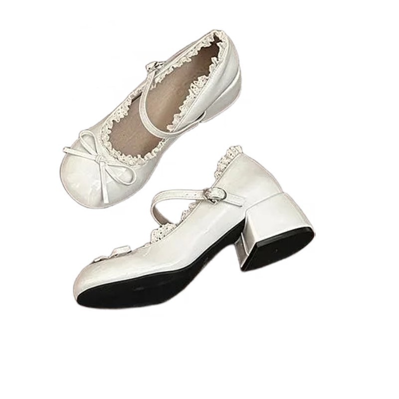 Arco de alta sensación temperamento ballet zapatos de cuero 2026 nuevo borde de encaje de verano aumento de la tendencia de zapatos marizhen