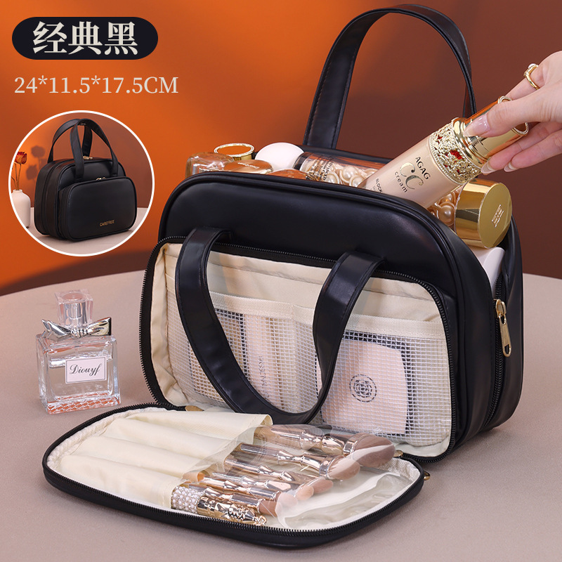 Nuevos productos transfronterizos de doble zona Baina bolsa de maquillaje portátil bolsa de maquillaje de viaje bolsa de almacenamiento de productos de cuidado de la piel bolsa de lavado de gran capacidad