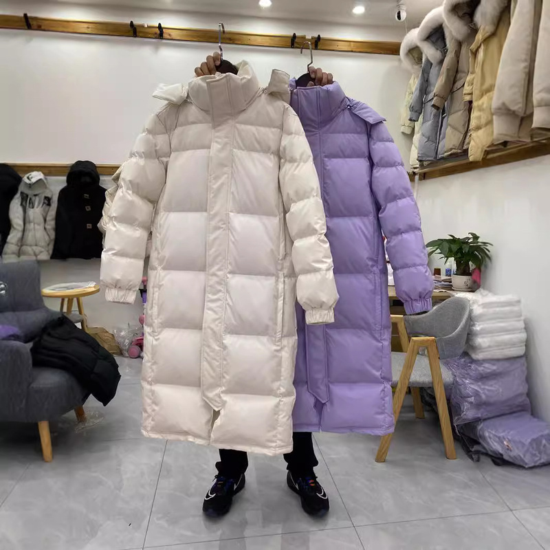 Bright World Autumn Same Style Chinese Style down Jacket for Women, Long Thickened 2025 Autumn and Winter Over-The-Knee 90% down Unisex Winter Coat