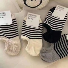 New Product Japanese Style Women's Spring and Summer Plain Color Striped Invisible Short Socks Ship Socks