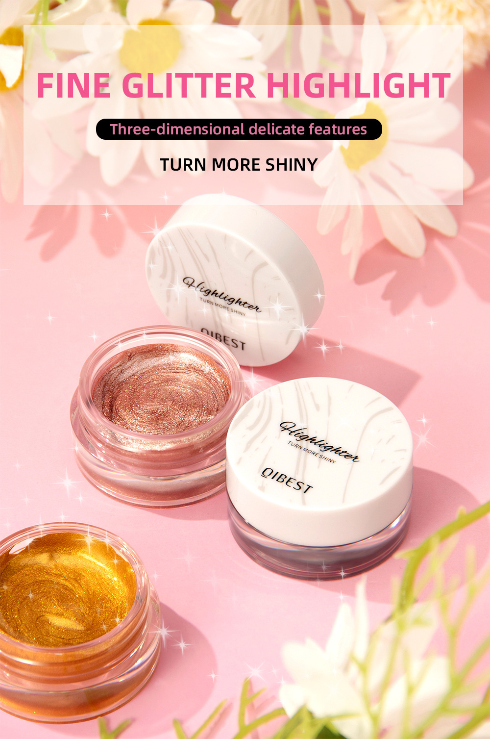 QIBEST Cross-border Sparkling High-Gloss Cream: Natural pearlescent facial contouring, full-body brightening, contour modification, High-gloss makeup details Picture